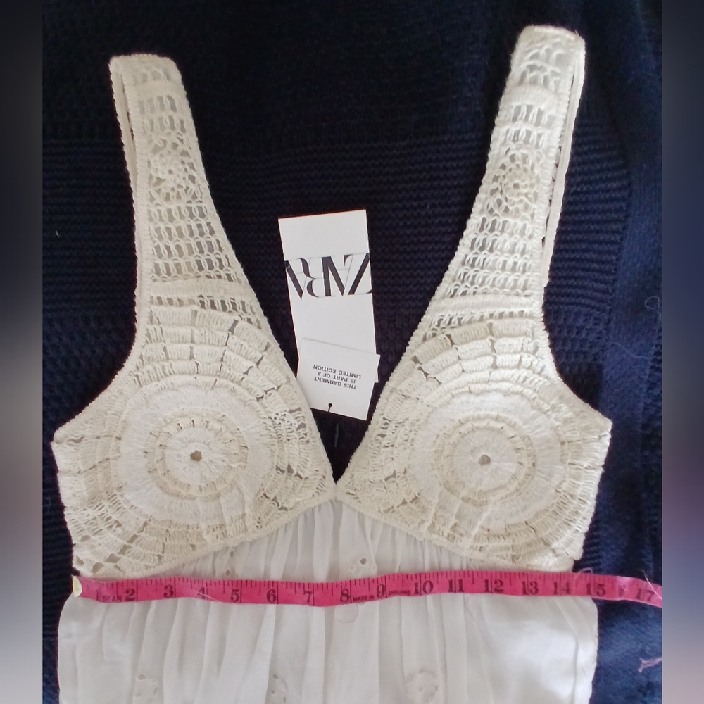Nwt. Ltd Ed. Elegant Boho Cream/off White Lined Maxi Embroidery & Crochet Dress - Picture 7 of 16